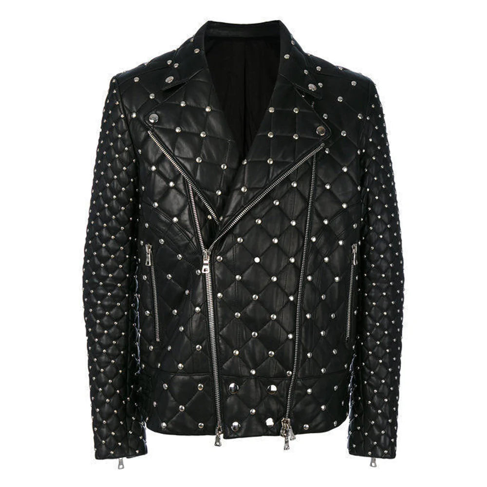 Leather jacket 2025 studded mens
