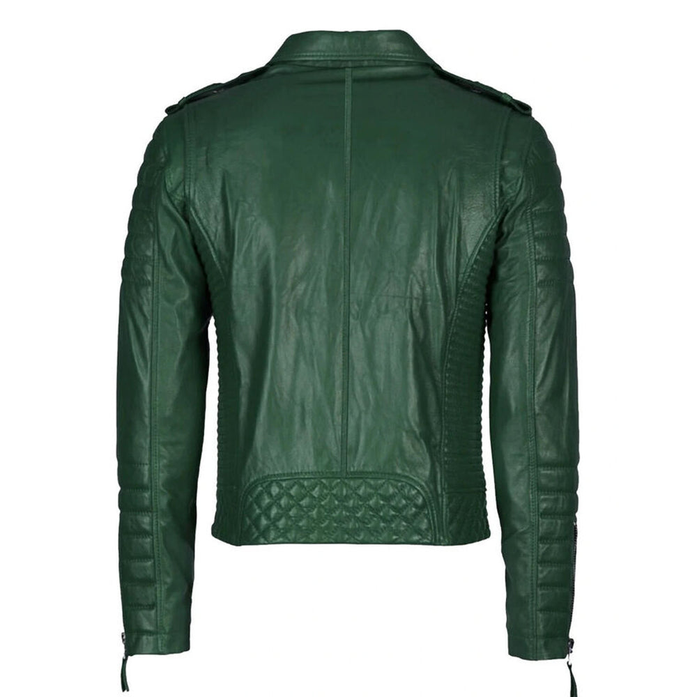 Men Green Leather Jacket | Motorcycle Biker Genuine Lambskin Leather Men Green Leather Jacket | Motorcycle Biker Genuine Lambskin Leather