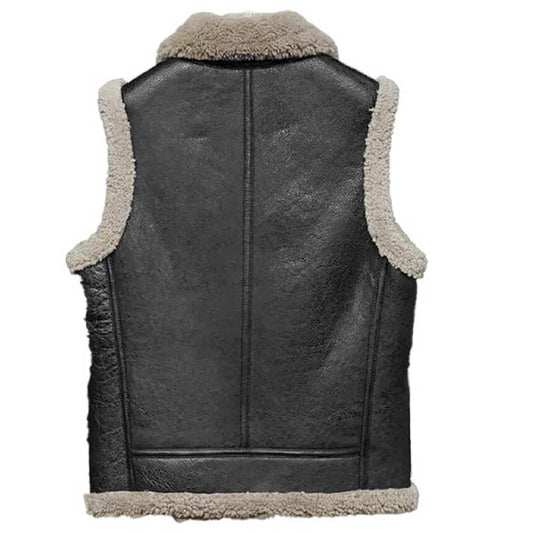 B3 Aviator Bomber Shearling Leather Vest - Jacket Hunt