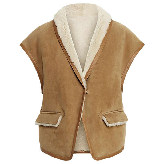 B3 Women Shearling Bomber Leather Vest - Jacket Hunt