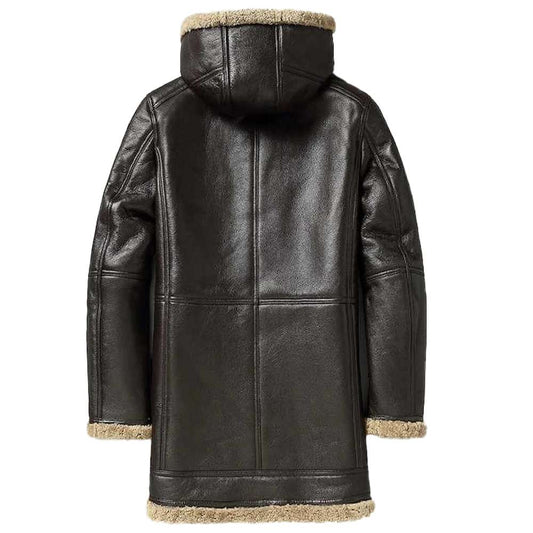 Black Aviator Shearling Leather Coat Men - Jacket Hunt