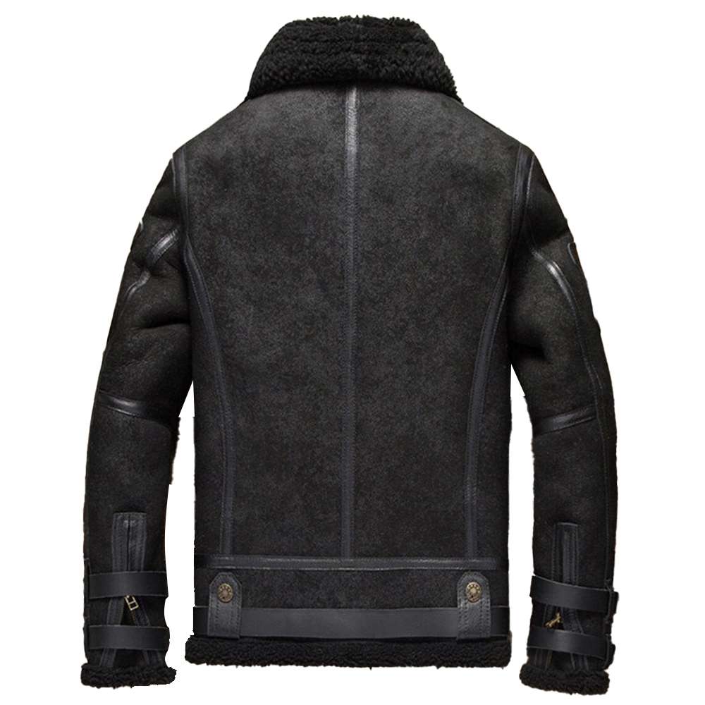Black B3 Aviator Bomber Shearling Leather Jacket Men Black B3 Aviator Bomber Shearling Leather Jacket Men