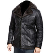 Black Premium Leather Shearling Fur Coat Men's