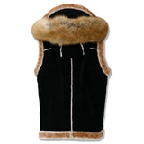 Black Suede Leather Shaerling Motorcycle Hoodie Vest Men - Jacket Hunt Black Suede Leather Shaerling Motorcycle Hoodie Vest Men - Jacket Hunt