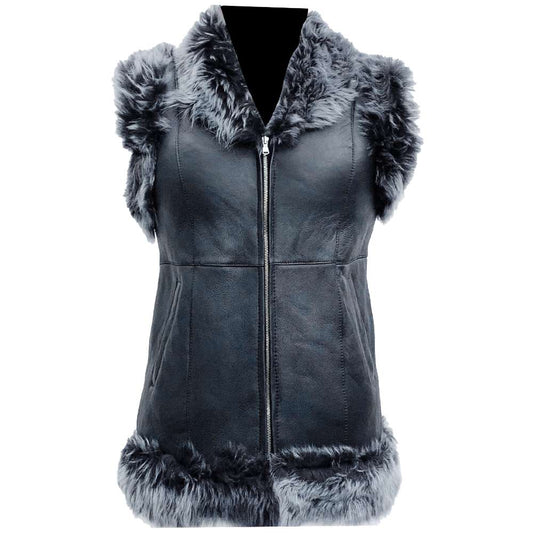 Women's Toscana Shearling Leather Long Vest - Jacket Hunt