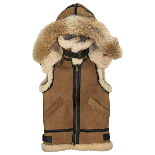 Brown Suede Shearling Leather Vest Men - Jacket Hunt