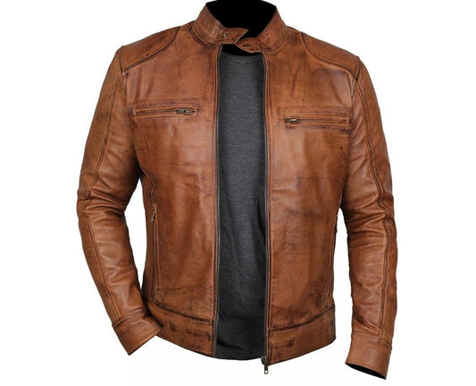 Brown leather jacket - Jacket Hunt
