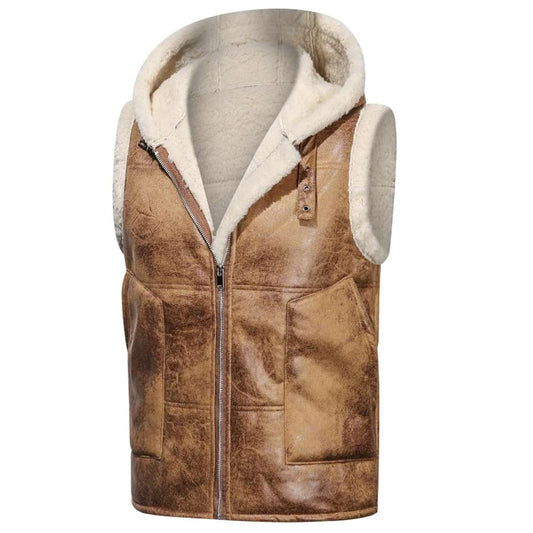 RAF B3 Bomber Vintage Shearling Wax Leather Vest Men - Jacket Hunt