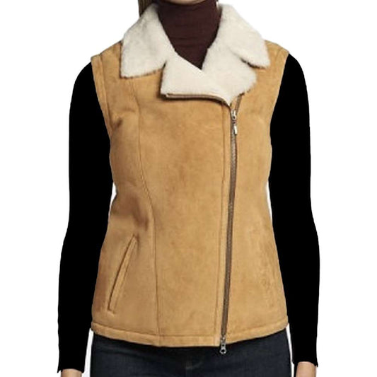 Tan Brown B3 Aviator Pilot Shearling Leather Vest