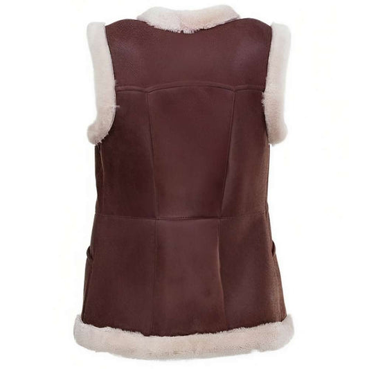 Women Toscana Shearling Leather Winters Long Vest - Jacket Hunt