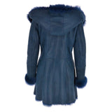 Women Vintage Toscana Shearling Leather Coat | Black / Blue