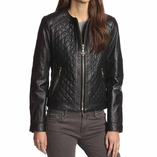 Women Slim Fit Black Fashion Leather Jacket - Jacket Hunt