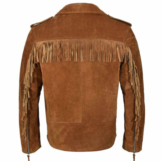 Native American Brown Suede Leather Biker Fringes Jacket - Jacket Hunt