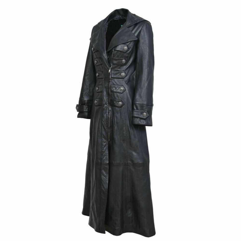 Men's Double Breasted Military Black Suede Coat