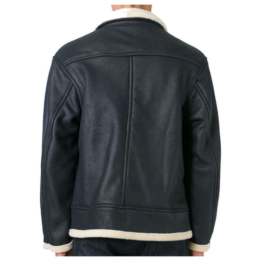 Men Genuine Leather Shearling Biker Jacket -
