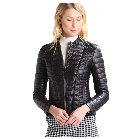 WOMEN BOMBER BUBBLES LEATHER JACKET -
