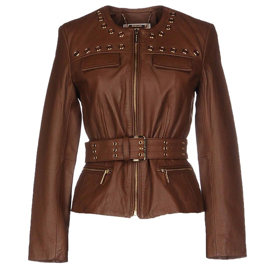 WOMEN GENUINE LEATHER BIKER JACKET -
