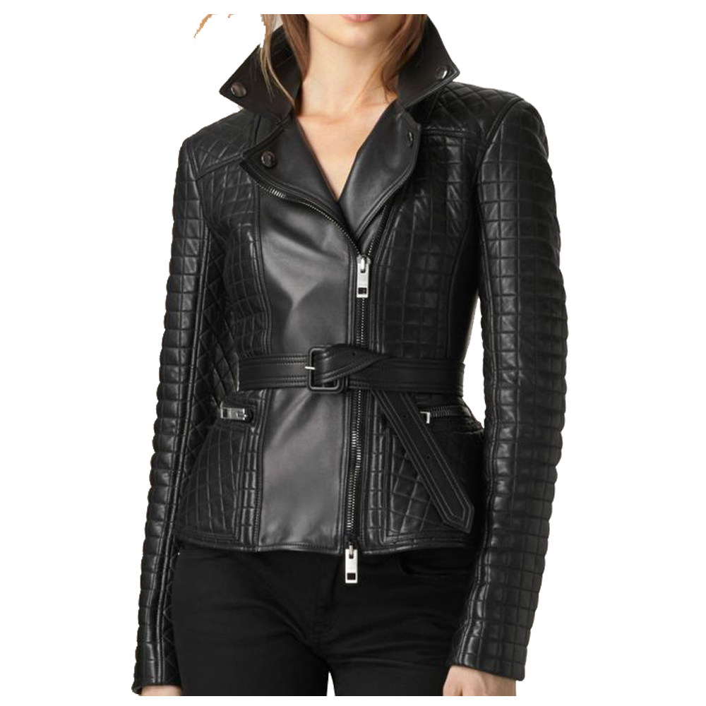 WOMEN ELEGANT BIKER FASHION LEATHER JACKET -  WOMEN ELEGANT BIKER FASHION LEATHER JACKET -