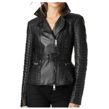 WOMEN ELEGANT BIKER FASHION LEATHER JACKET -  WOMEN ELEGANT BIKER FASHION LEATHER JACKET -