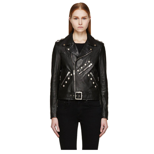 WOMEN MILITARY STYLE SLIM FIT LEATHER JACKET -