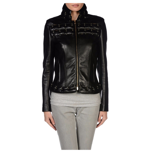 Women Genuine Leather Motorcycle Fashion Jacket - 