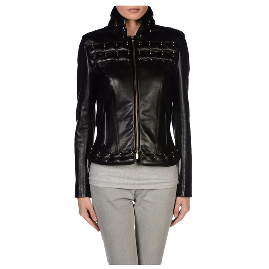 Women Genuine Leather Motorcycle Fashion Jacket -
