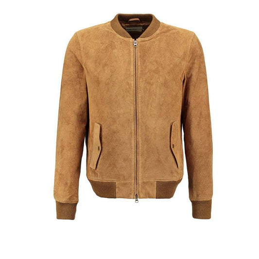 Suede Leather Bomber Jacket -