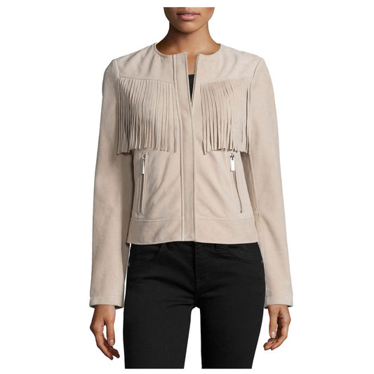 WOMEN FASHION FRINGES LEATHER JACKET -