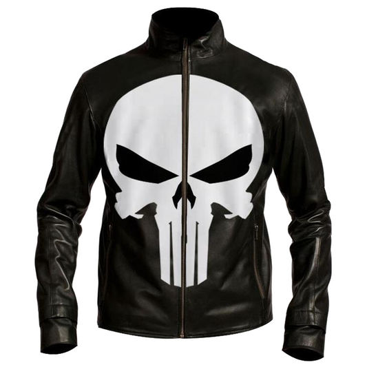 Punisher Skull Biker Leather Jacket USA -