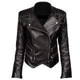 Women Genuine Leather Biker Double Zipper Jacket -  Women Genuine Leather Biker Double Zipper Jacket -