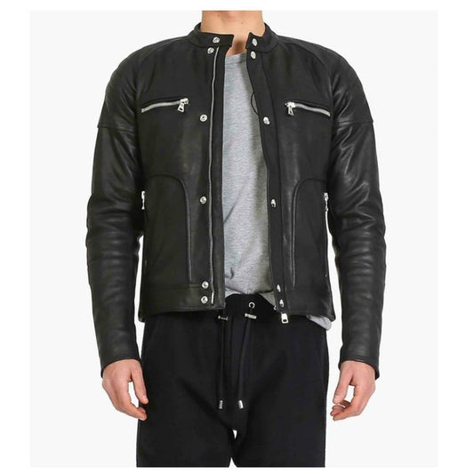 Men Black Elegant Fashion Leather Jacket -