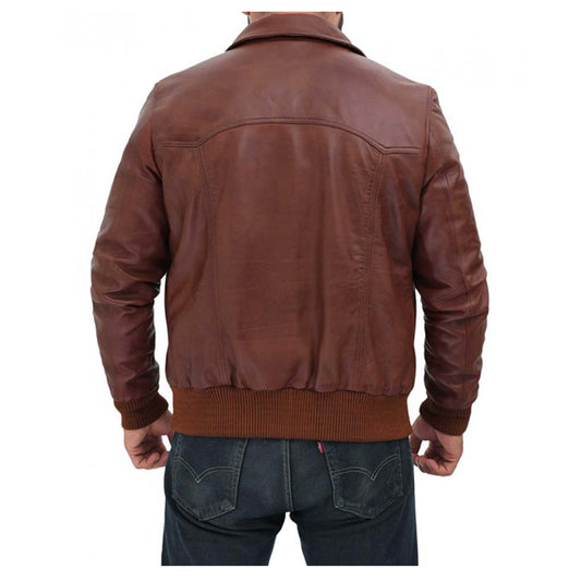 Mens Dark Brown Bomber Distressed Leather Jacket - High Quality Leather Jackets For Sale | Dream Jackets On Jackethunt