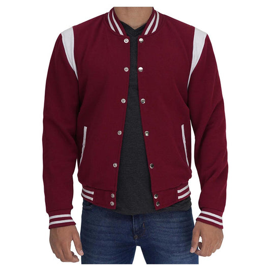 Brown letterman vintage varsity jacket, men's baseball jacket with sporty style