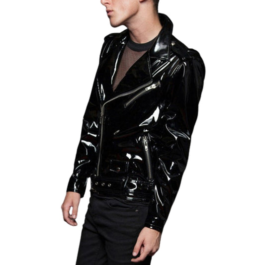 Men Goth Moto Vinyl PVC Jacket Fetish Punk EMO Biker Jacket - High Quality Leather Jackets For Sale | Dream Jackets On Jackethunt