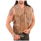 Native American Fringe Leather Waistcoat Western Suede Leather Vest Native American Fringe Leather Waistcoat Western Suede Leather Vest