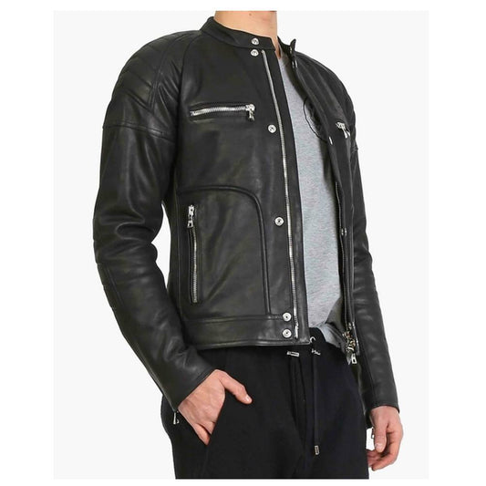 Men Black Elegant Fashion Leather Jacket -