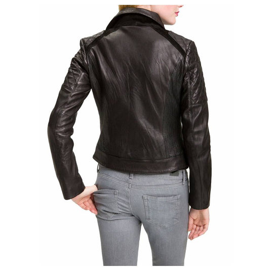 WOMEN VINTAGE DARK BROWN LEATHER FASHION JACKET -