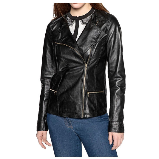 WOMEN SOFT GENUINE LEATHER MOTORCYCLE LEATHER JACKET -