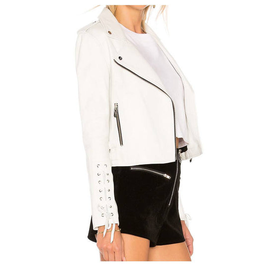 Women Light Pink Fashion Leather Jacket -