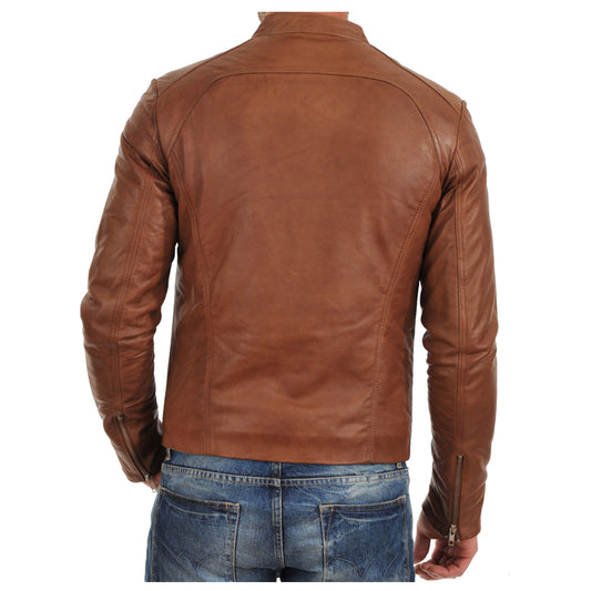 Brown Bomber Biker Tan Leather Jacket
