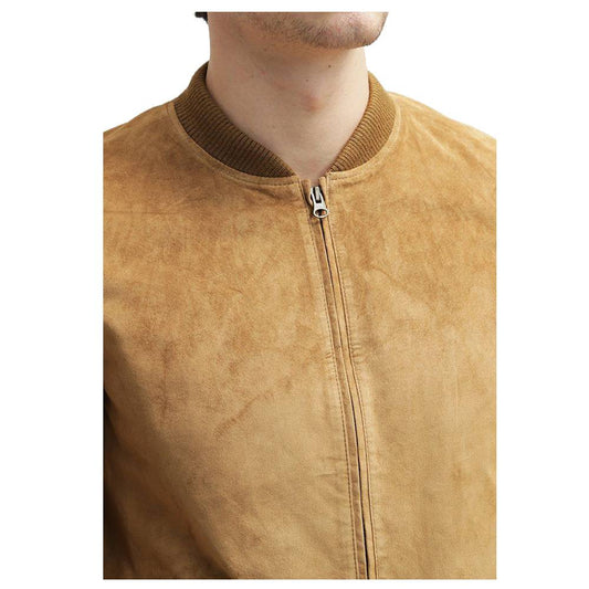 Suede Leather Bomber Jacket -