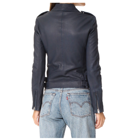 Women Motorcycle Lambskin Leather Jacket -