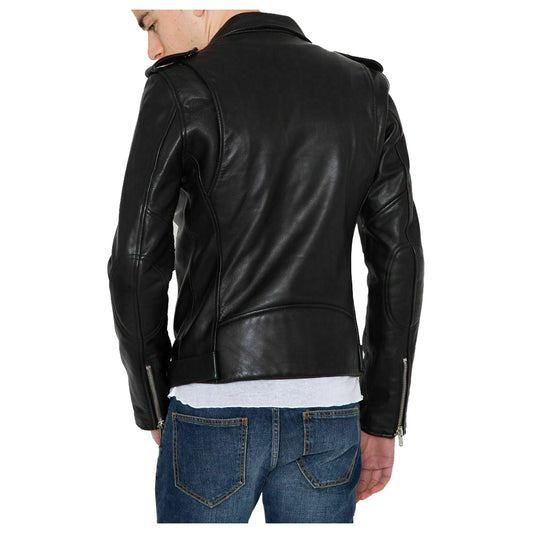 Men Biker Fashion Leather Jacket Belt