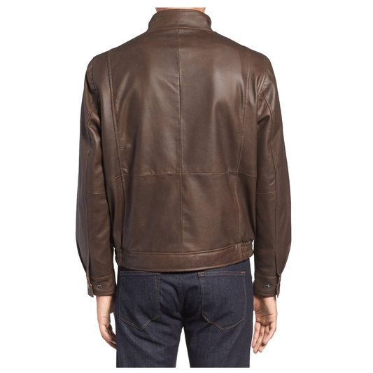 Slim Fit Brown Moto Jacket -