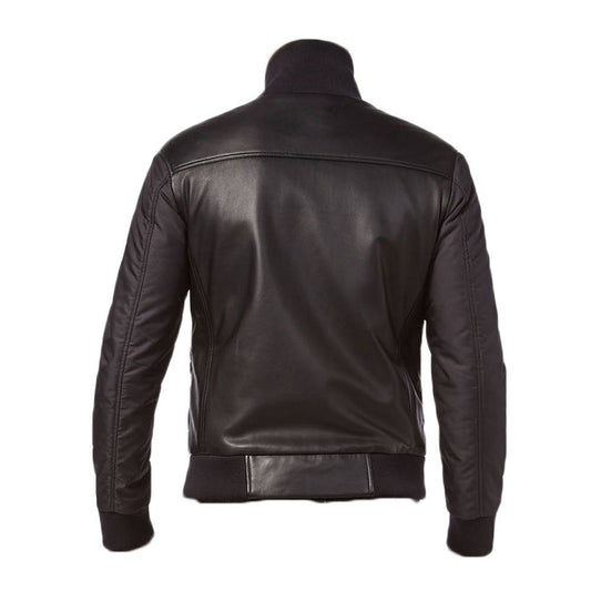 High Neck USA Bomber Leather Jacket
