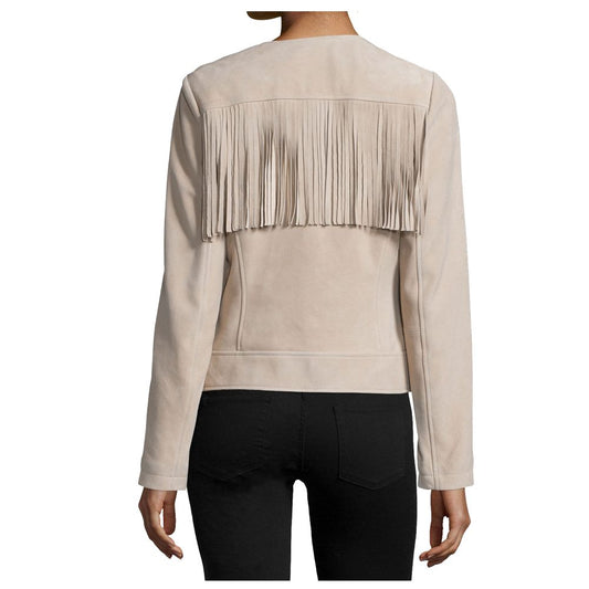 WOMEN FASHION FRINGES LEATHER JACKET -
