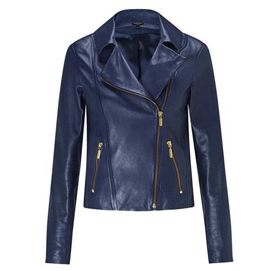 Ruth Langsford Women Motorcycle Leather Jacket Purple