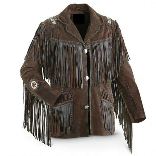 Dark Brown Leather Western Coyboy Jacket