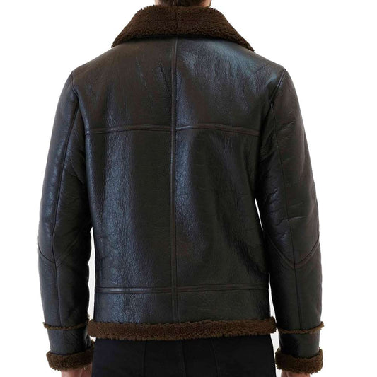 Mens Tobacco Brown Aviator Shearling Bomber Jacket | Jacket Hunt