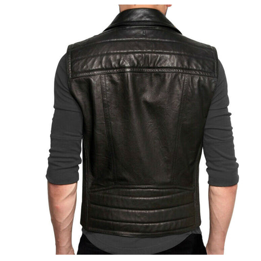 Men Classic Biker Leather Waistcoat | Motorcycle Vest For Sale Jackethunt